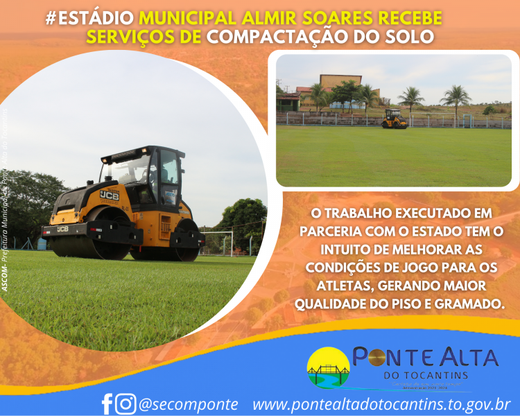 Estádio Municipal Almir Soares recebe serviços de compactação do solo