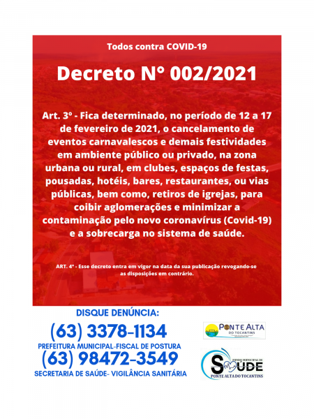 Decreto 002/2021 de 03 de fevereiro 2021